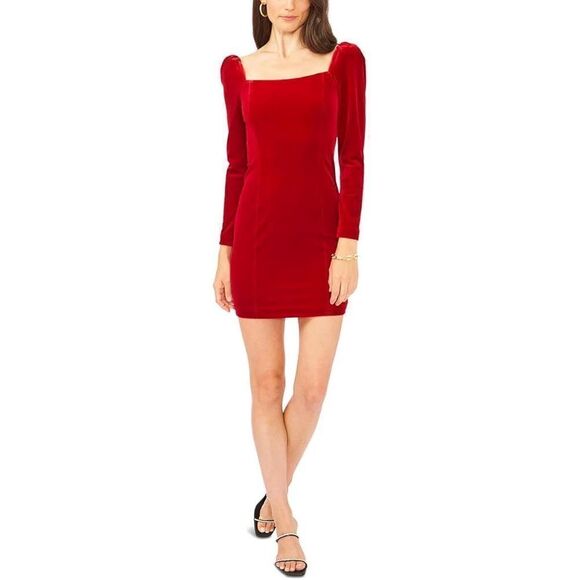 1. State Dresses & Skirts - 1. State Women's Square-Neck Princess Seam Velour Mini Dress NWT